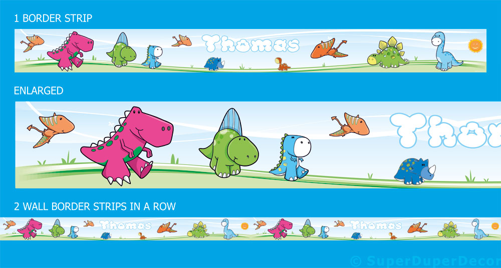 DINOSAUR ANIMALS BEDROOM BORDER for wall or wallpaper eBay