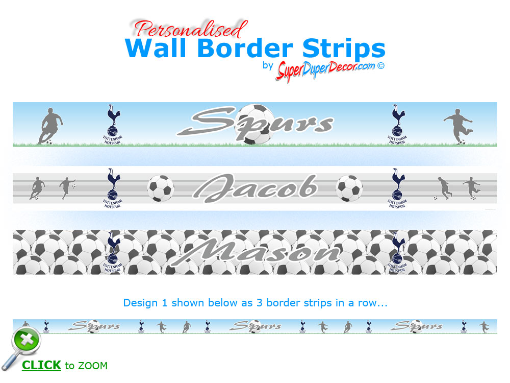 FOOTBALL TOTTENHAM HOTSPUR FC SPURS room bedroom WALL BORDER strips